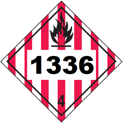 UN 1336 Hazmat Placard, Class 4, Tagboard