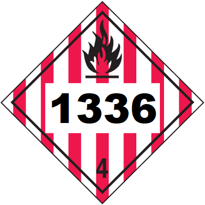 UN 1336 Hazmat Placard, Class 4, Vinyl