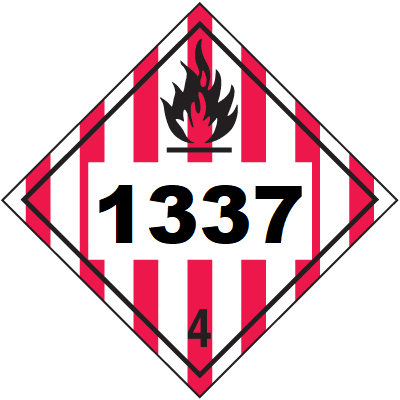 UN 1337 Hazmat Placard, Class 4, Vinyl