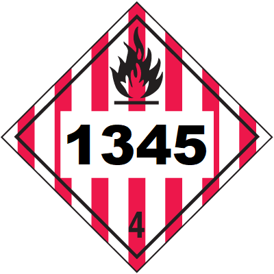 UN 1345 Hazmat Placard, Class 4, Tagboard