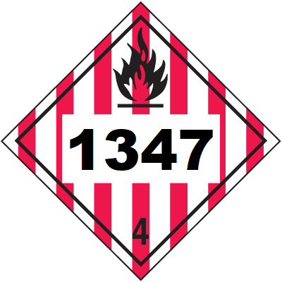 UN 1347 Hazmat Placard, Class 4, Tagboard