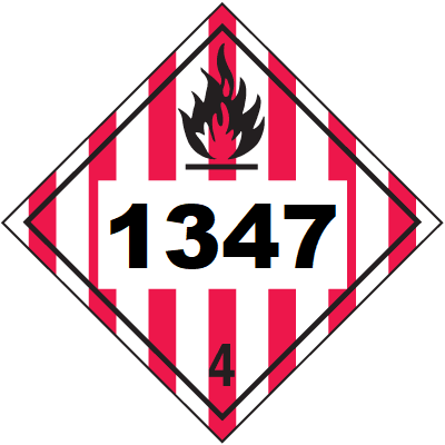 UN 1347 Hazmat Placard, Class 4, Vinyl