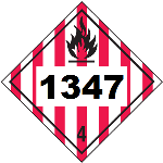 UN 1347 Hazmat Placard, Class 4, Tagboard