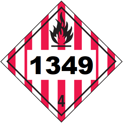 UN 1349 Hazmat Placard, Class 4, Tagboard
