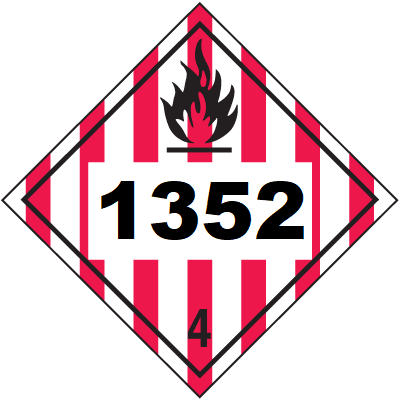 UN 1352 Hazmat Placard, Class 4, Vinyl