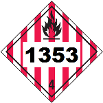 UN 1353 Hazmat Placard, Class 4, Tagboard
