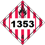 UN 1353 Hazmat Placard, Class 4, Vinyl