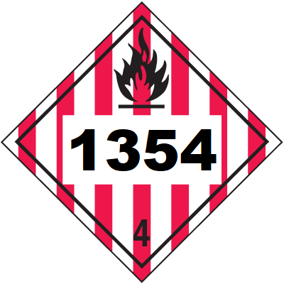 UN 1354 Hazmat Placard, Class 4, Tagboard