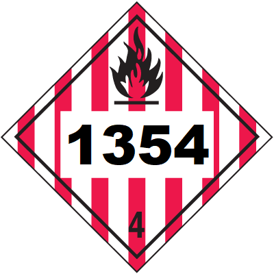 UN 1354 Hazmat Placard, Class 4, Vinyl