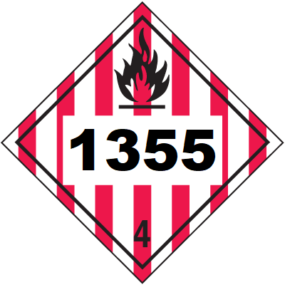 UN 1355 Hazmat Placard, Class 4, Tagboard