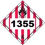 UN 1355 Hazmat Placard, Class 4, Vinyl