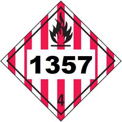 UN 1357 Hazmat Placard, Class 4, Tagboard