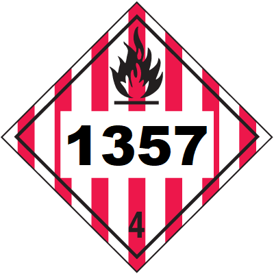 UN 1357 Hazmat Placard, Class 4, Vinyl