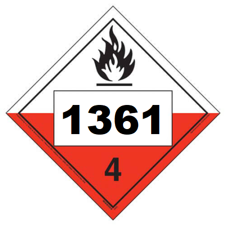 UN 1361 Hazmat Placard, Class 4.2, Vinyl