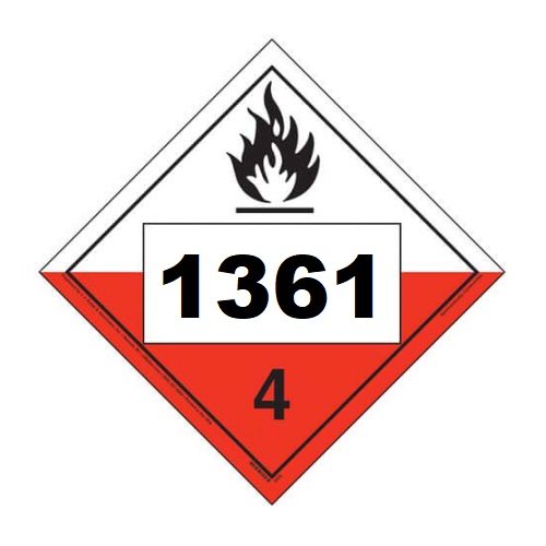 UN 1361 Hazmat Placard Class 4 Tagboard