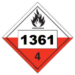 UN 1361 Hazmat Placard, Class 4.2, Vinyl