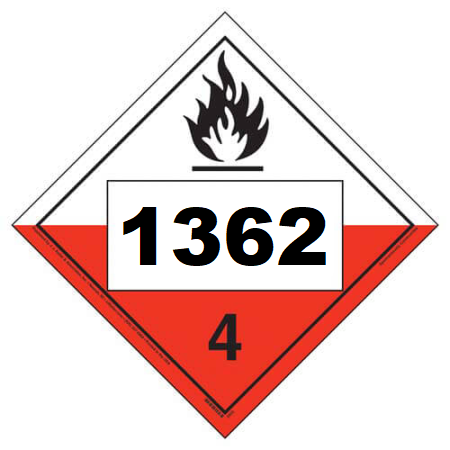 UN 1362 Hazmat Placard, Class 4.2, Tagboard