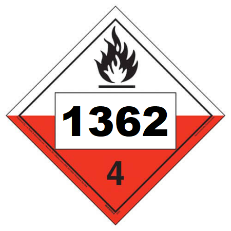 UN 1362 Hazmat Placard, Class 4.2, Vinyl