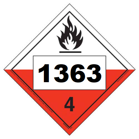 UN 1363 Hazmat Placard, Class 4.2, Tagboard