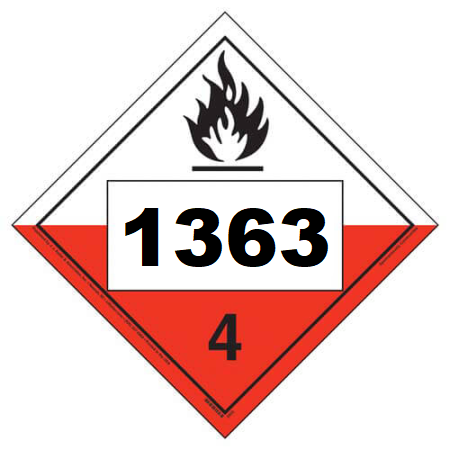 UN 1363 Hazmat Placard, Class 4.2, Vinyl