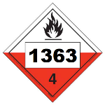 UN 1363 Hazmat Placard, Class 4.2, Vinyl