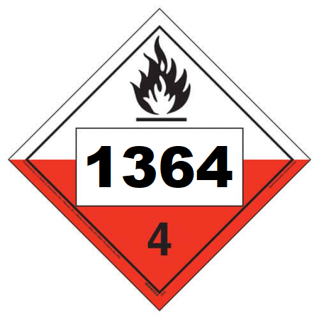 UN 1364 Hazmat Placard, Class 4.2, Tagboard