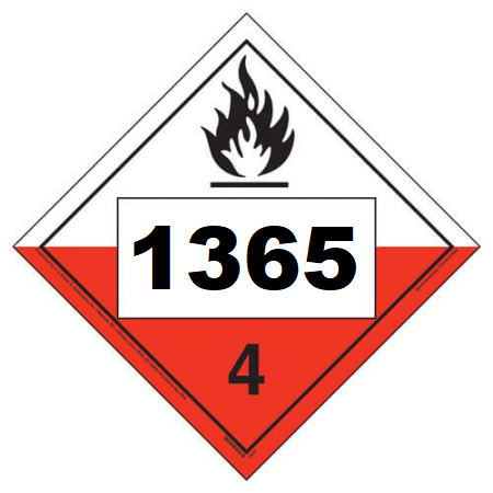 UN 1365 Hazmat Placard, Class 4.2, Tagboard