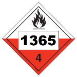 UN 1365 Hazmat Placard, Class 4.2, Vinyl