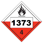 UN 1373 Hazmat Placard, Class 4.2, Tagboard