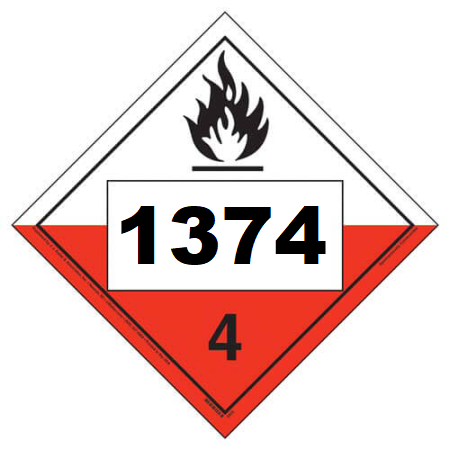 UN 1374 Hazmat Placard, Class 4.2, Tagboard