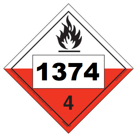 UN 1374 Hazmat Placard, Class 4.2, Vinyl