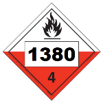 UN 1380 Hazmat Placard, Class 4.2, Tagboard