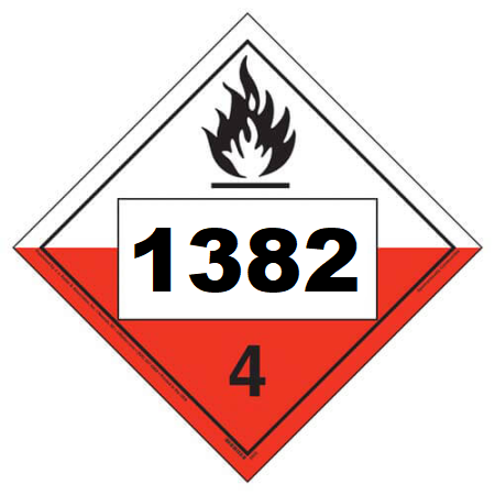 UN 1382 Hazmat Placard, Class 4.2, Vinyl