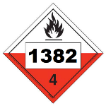 UN 1382 Hazmat Placard, Class 4.2, Tagboard