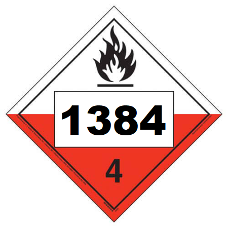 UN 1384 Hazmat Placard, Class 4.2, Tagboard