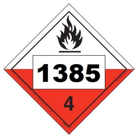 UN 1385 Hazmat Placard, Class 4.2, Vinyl