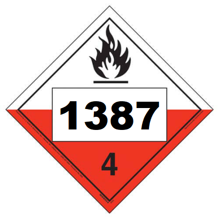 UN 1387 Hazmat Placard, Class 4.2, Vinyl