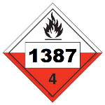 UN 1387 Hazmat Placard, Class 4.2, Vinyl