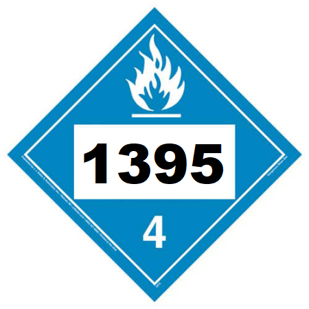 UN 1395 Hazmat Placard, Class 4.3, Vinyl