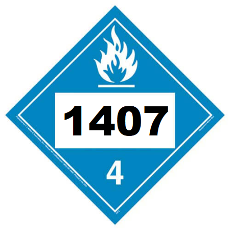 UN 1407 Hazmat Placard, Class 4.3, Vinyl