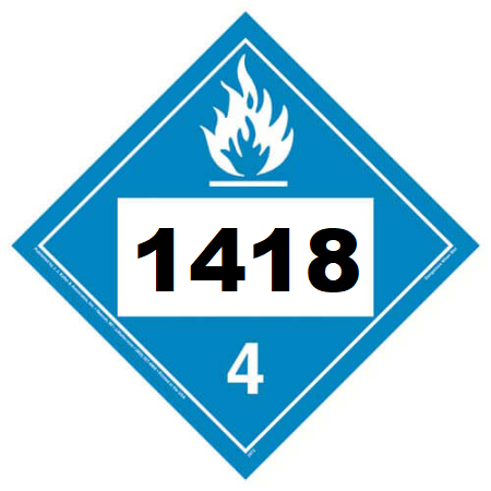 UN 1418 Hazmat Placard, Class 4.3, Vinyl