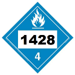 UN 1428 Hazmat Placard, Class 4.3, Tagboard