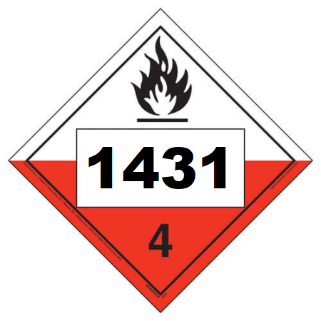 UN 1431 Hazmat Placrad, Class 4.2, Tagboard