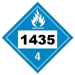 UN 1435 Hazmat Placard, Class 4.3, Tagboard