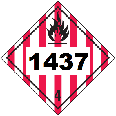 UN 1437 Hazmat Placard, Class 4, Tagboard