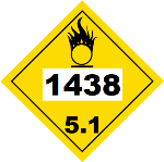 UN 1438 Hazmat Placard, Class 5.1, Tagboard