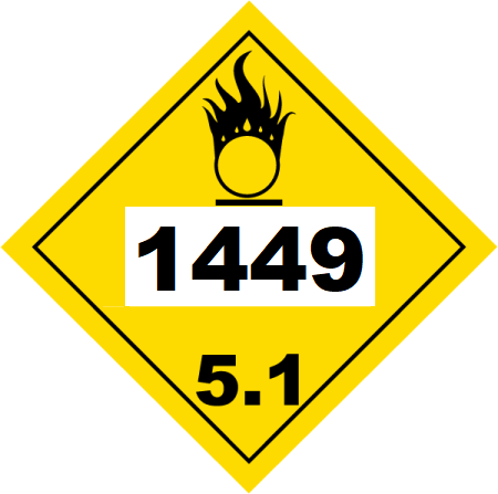 UN 1449 Hazmat Placard, Class 5.1, Vinyl