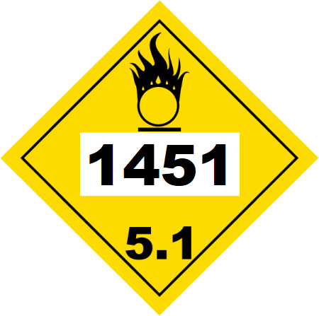 UN 1451 Hazmat Placard, Class 5.1, Tagboard