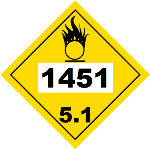 UN 1451 Hazmat Placard, Class 5.1, Vinyl