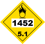 UN 1452 Hazmat Placard, Class 5.1, Tagboard